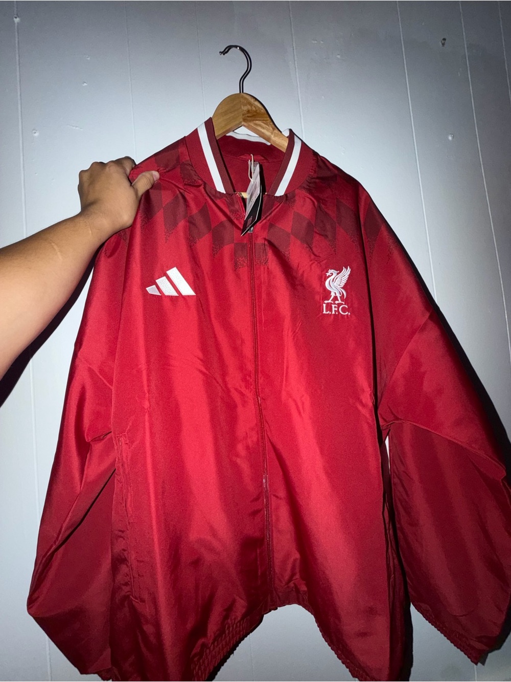 Men adidas Red Liverpool FC Windbreaker Jacket Size XL